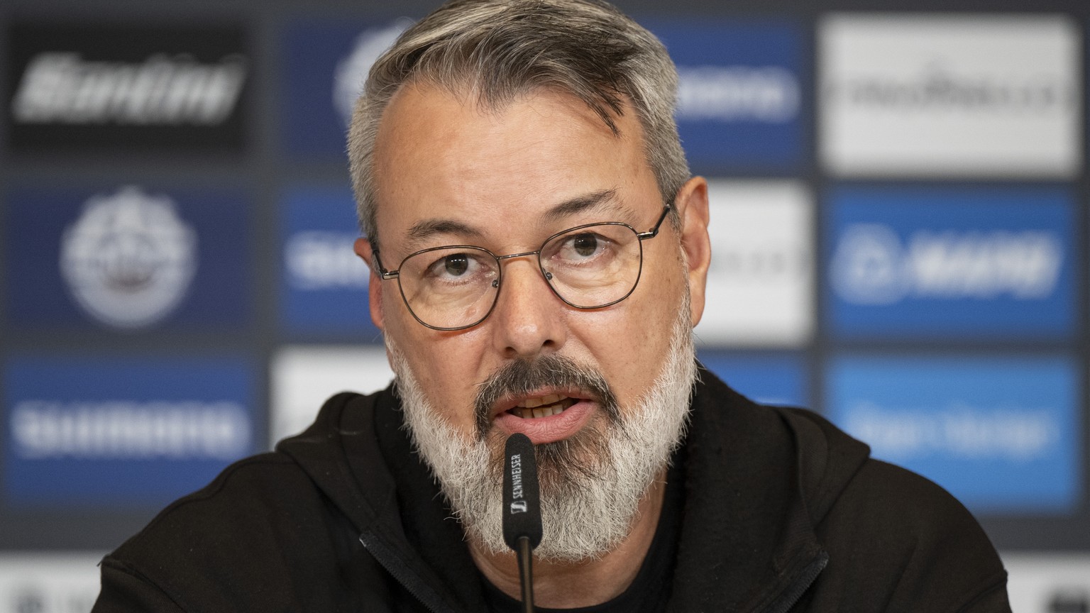 epa11628813 Olivier Senn, Deputy General Manager LOC Zurich 2024, attends a media conference regarding the death of young Swiss cyclist Muriel Furrer at the 2024 UCI Road and Para-cycling Road World C ...
