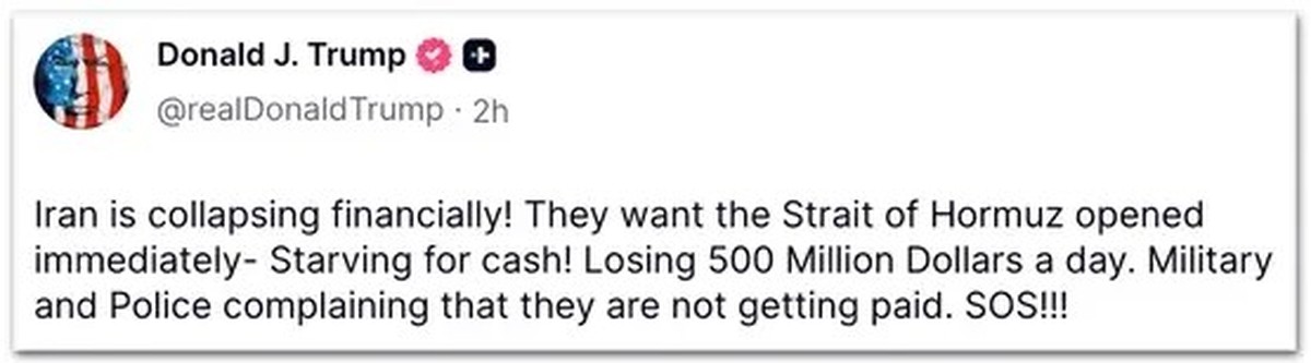 Post von Trump auf Truth Social, 21.4.2026