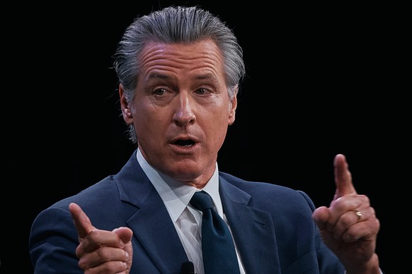 Governor of California Gavin Newsom speaks during the Clinton Global Initiative on Wednesday, Sept. 24, 2025, in New York. (AP Photo/Andres Kudacki)
Bill Clinton