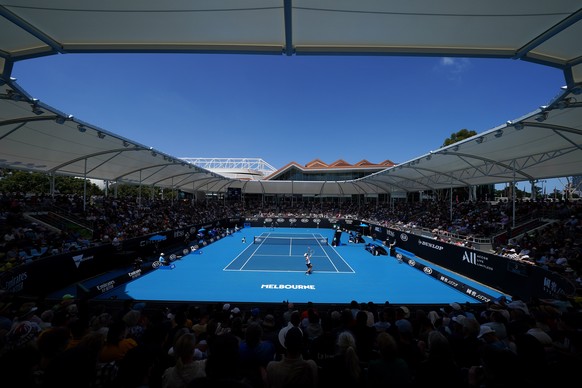 epa08145911 A general view during the first round match between John Millman of Australia and Ugo Humbert of France at the Australian Open tennis tournament at Melbourne Park in Melbourne, Australia,  ...
