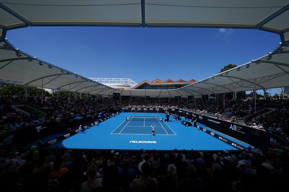 epa08145911 A general view during the first round match between John Millman of Australia and Ugo Humbert of France at the Australian Open tennis tournament at Melbourne Park in Melbourne, Australia, ...