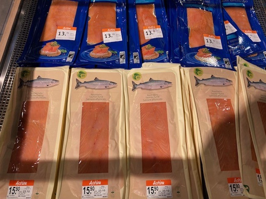 Preisreduktionen auf Fischprodukte.