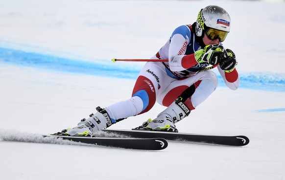 epa07349532 Corinne Suter of Switzerland in action during a training run for the women&#039;s Downhill race at the FIS Alpine Skiing World Championships in Are, Sweden, 07 February 2019. EPA/CHRISTIAN ...