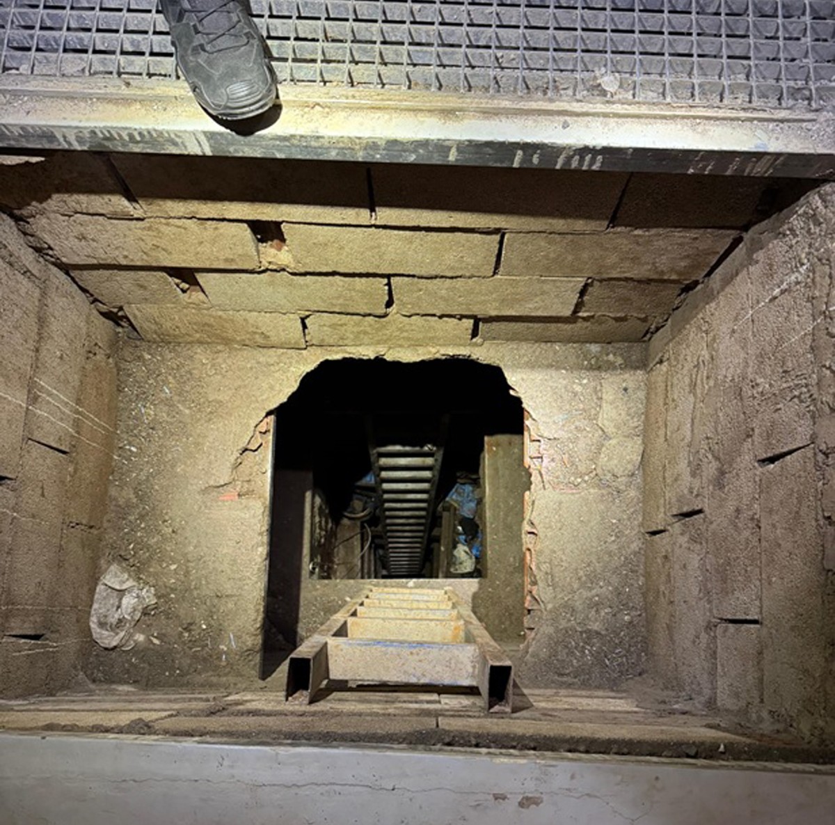 In this photo provided to the media by the Guardian Civil, a drug smuggling tunnel stretching from Morocco to the Spanish enclave of Ceuta in north Africa is seen in Ceuta, Spain, Thursday Feb. 20, 20 ...