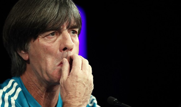 epa07095282 Germany&#039;s head coach Joachim Loew attends a press conference in Saint-Denis, outside Paris, France, 15 October 2018. Germany will face France in their UEFA Nations League group A socc ...