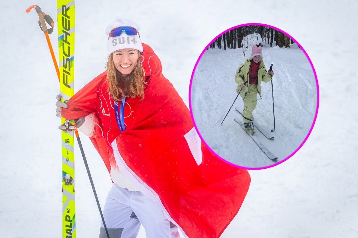 La championne olympique et d'Europe de ski-alpinisme, qui a fait de la peau très tôt (en médaillon), accompagnait ses parents sur la «PdG» lorsqu'elle était petite.