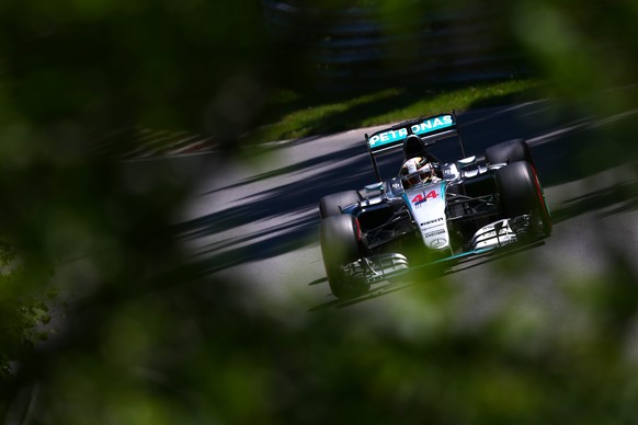 MONTREAL, QC - JUNE 06: Lewis Hamilton of Great Britain and Mercedes GP drives during qualifying for the Canadian Formula One Grand Prix at Circuit Gilles Villeneuve on June 6, 2015 in Montreal, Canad ...