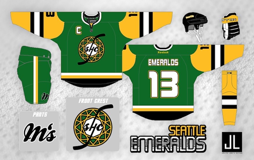 Fan-Konzept für die Trikots der Seattle Emeralds.