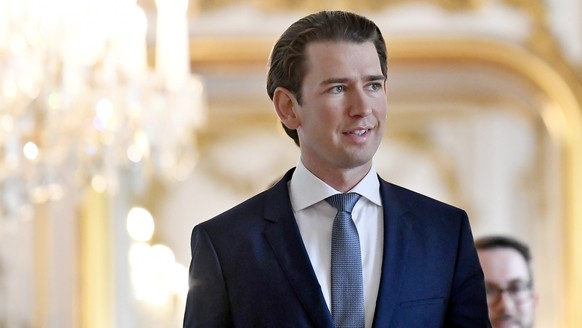 epa07588789 Austrian Chancellor Sebastian Kurz arrives for a meeting with Austrian President Alexander Van der Bellen at the Presidential office in Vienna, Austria, 21 May 2019. Kurz proposed on 20 Ma ...