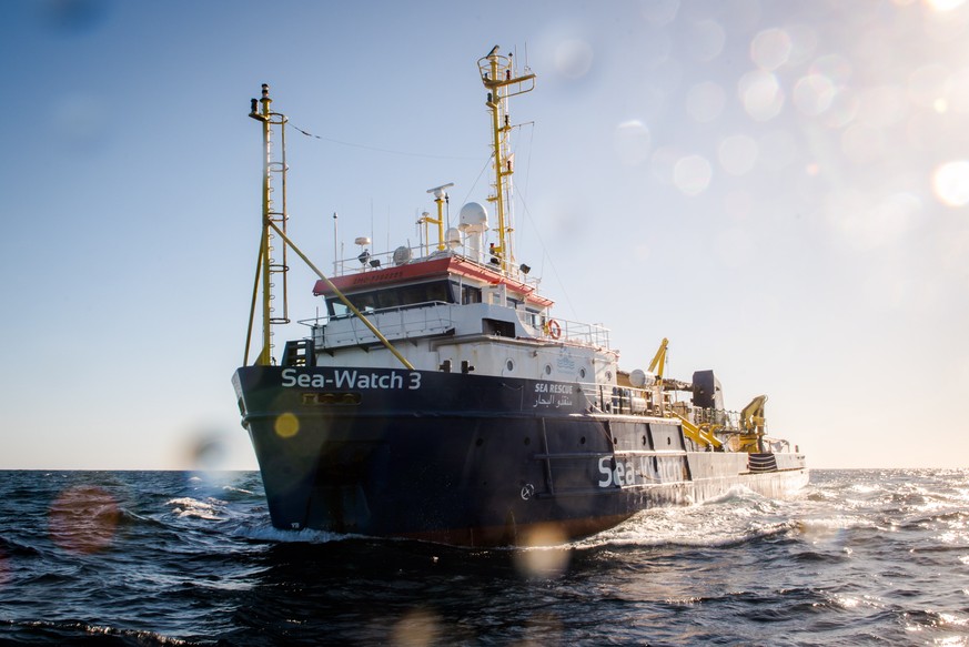 epa07267760 A handout photo made available by Sea-Watch shows the private rescue ship Sea-Watch 3, is seen off the Libyan Coast, 19 Decemer 2018 (issued 07 January 2019). Pope Francis had urged Europe ...