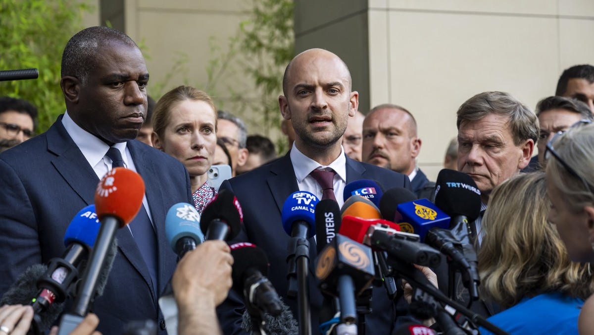 KEYPIX - British Foreign Secretary David Lammy, High Representative of the European Union for Foreign Affairs and Security Policy Kaja Kallas, France's Minister for Europe and Foreign Affairs Jea ...