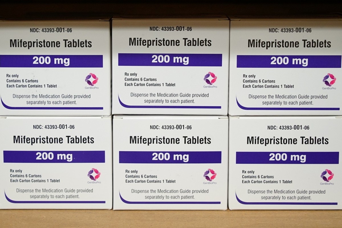 FILE - Boxes of the drug mifepristone sit on a shelf at the West Alabama Women's Center in Tuscaloosa, Ala., March 16, 2022. Health and Human Services Secretary Xavier Becerra on Sunday, April 9, ...