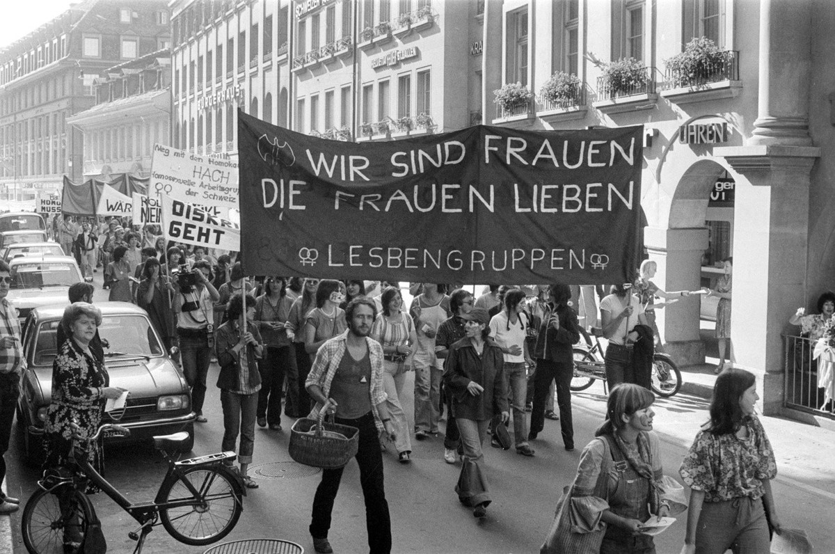 Der 1. Nationale Schwulen-Befreiungstag in Bern am 23. Juni 1979. (KEYSTONE/Friedli)