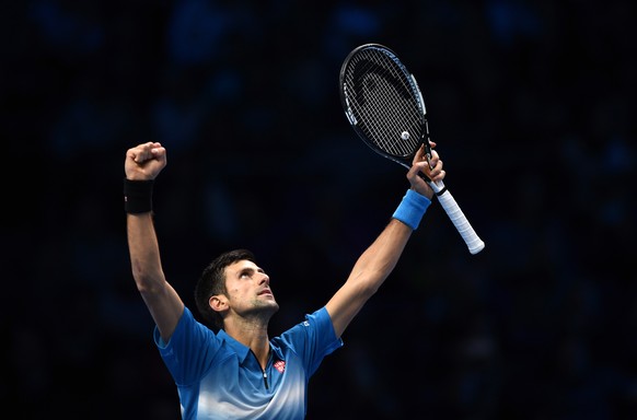 Tennis - Barclays ATP World Tour Finals - O2 Arena, London - 21/11/15
Men&#039;s Singles - Serbia&#039;s Novak Djokovic celebrates victory after his match against Spain&#039;s Rafael Nadal
Action Im ...