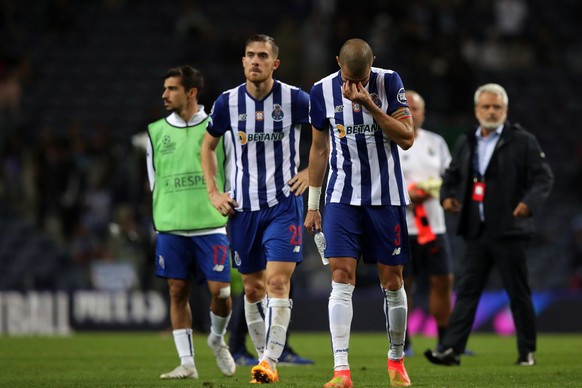 epa10182522 FC Porto&#039;s plauer Pepe reacts in the end of the Champions League group B soccer match against Club Brugge, at Dragao stadium, in Porto, Portugal, 13 September 2022. EPA/ESTELA SILVA