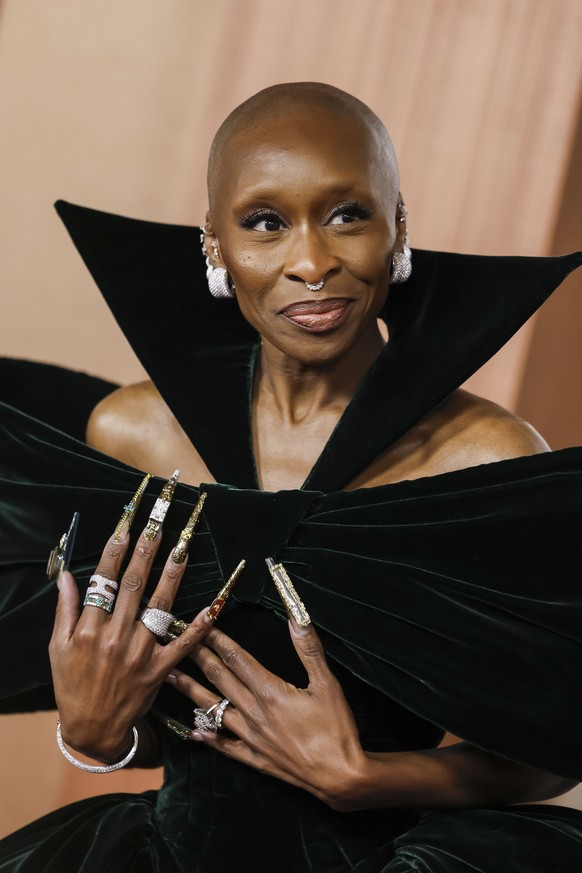 epa11935912 Cynthia Erivo arrives on the red carpet during the 97th annual Academy Awards ceremony at the Dolby Theatre in the Hollywood neighborhood of Los Angeles, California, USA, 02 March 2025. EP ...
