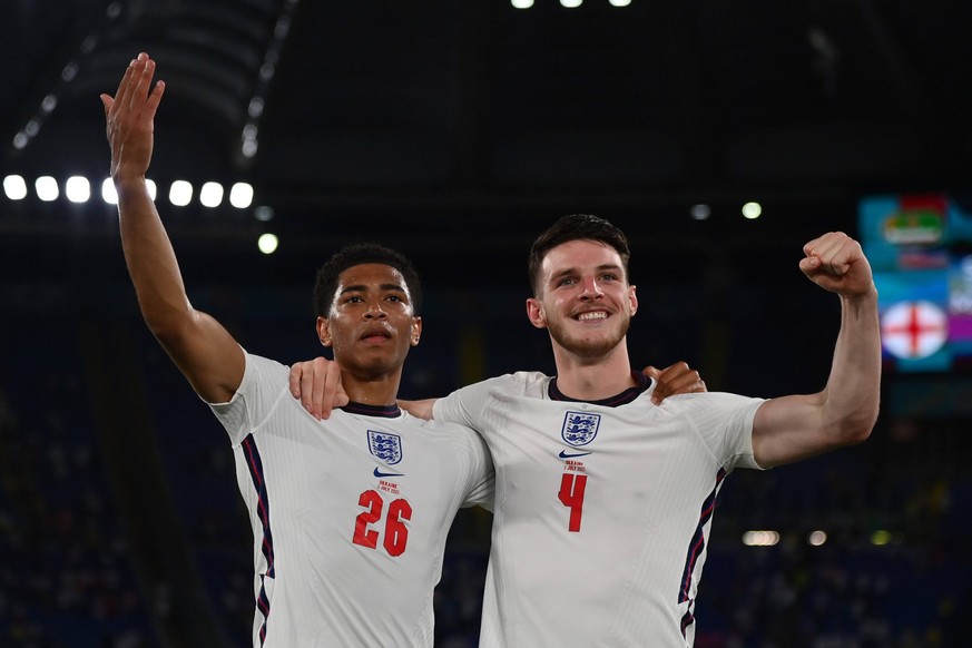 Photo Alfredo Falcone - LaPresse 03/07/2021 Roma Italy Soccer Ukraine - England European Football Championship quarter-final - Olimpico Stadium of Roma In the pic:bellingham and rice PUBLICATIONxNOTxI ...