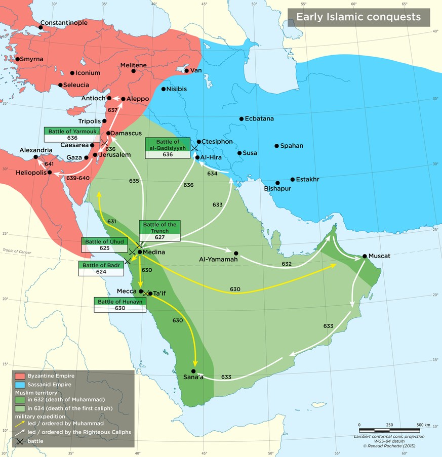 Nach der Einigung der Stämme auf der Arabischen Halbinsel griffen die Araber das Sassanidenreich und das Byzantinische Reich an.&nbsp;&nbsp;