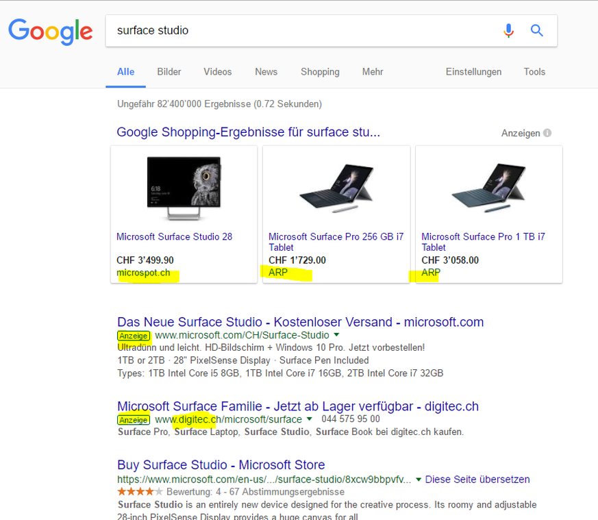 Um diese Shopping-Anzeigen in der Google-Suche geht es. Google soll Konkurrenten bei der Produkt-Suche benachteiligen.