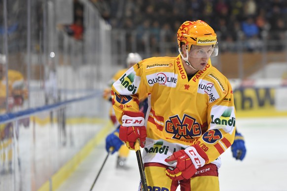 Biels Toni Rajala, beim Eishockey-Qualifikationsspiel der National League A zwischen dem HC Davos und dem EHC Biel, am Freitag, 18. Oktober 2019, im Eisstadion in Davos. (PPR/Gian Ehrenzeller)