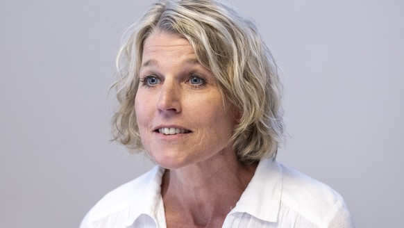 Dagmar Roesler, Zentralpraesidentin, vom Dachverband Lehrerinnen und Lehrer Schweiz (LCH) informiert an einer Medienkonferenz ueber den Personalmangel an den Schulen, am Donnerstag, 10. August 2023, i ...