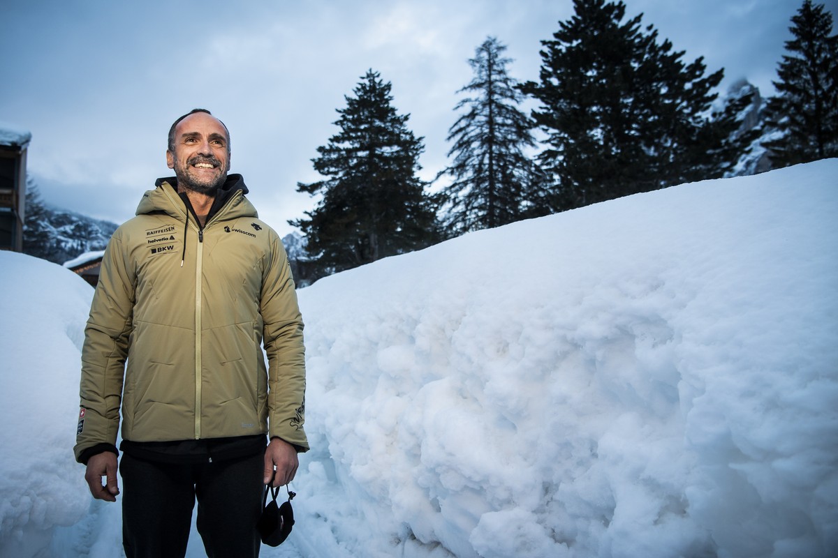 Alejo Hervas, fitness coach of Lara Gut-Behrami of Switzerland poses for photographer at the 2021 FIS Alpine Skiing World Championships in Cortina d'Ampezzo, Italy, Monday, February 8, 2021. (KEY ...