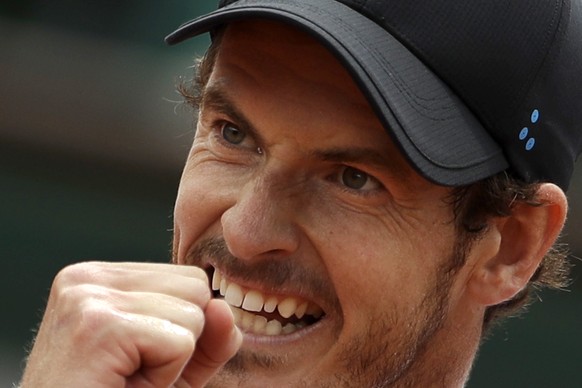 Britain&#039;s Andy Murray clenches his fist after scoring a point against Russia Karen Khachanov during their fourth round match of the French Open tennis tournament at the Roland Garros stadium, in  ...