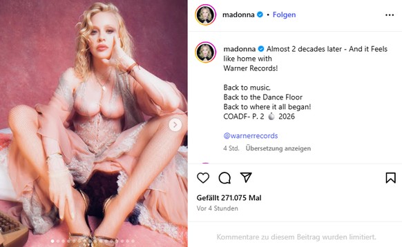 Madonna Insta Album Ankündigung