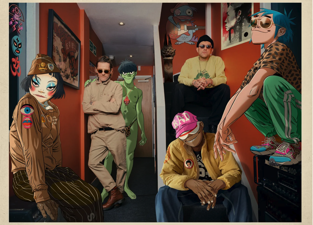 Jamie Hewlett (à gauche) et Damon Albarn (à droite) sont les deux cerveaux derrière le groupe virtuel Gorillaz.