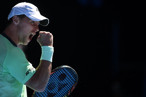 epa06442224 Ricardas Berankis of Lithuania reacts against Stan Wawrinka of Switzerland during round one of the Australian Open tennis tournament in Melbourne, Victoria, Australia, 16 January 2018. EPA ...