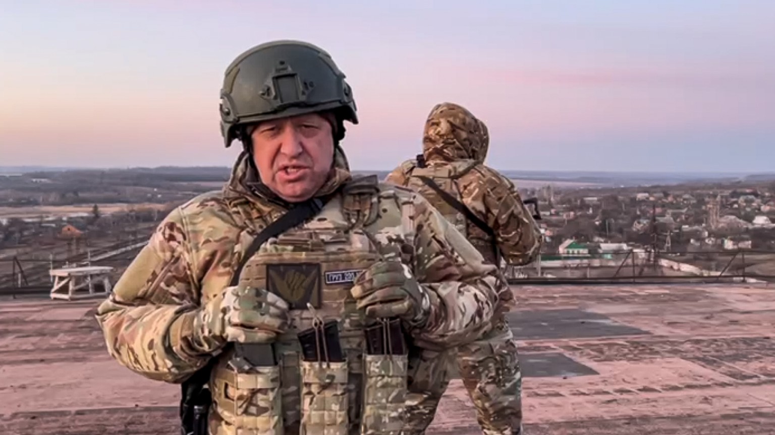 FILE - In this handout photo taken from video released by Prigozhin Press Service on Friday, March 3, 2023, Yevgeny Prigozhin, the owner of the Wagner Group military company, addresses Ukrainian Presi ...