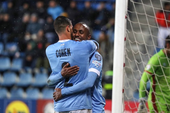 Andorra - UEFA EURO, EM, Europameisterschaft,Fussball 2024 European qualifier group I - Andorra vs Israel - 21/11/2023 ANDORRA, CITY, NOVEMBER 21. Gadi Kinda of Israel celebrates with Avishay Cohen of ...