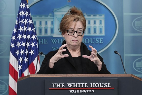 Patty Morin, mother of Rachel Morin, speaks during a briefing with White House press secretary Karoline Leavitt in the James Brady Press Briefing Room at the White House, Wednesday, April 16, 2025, in ...