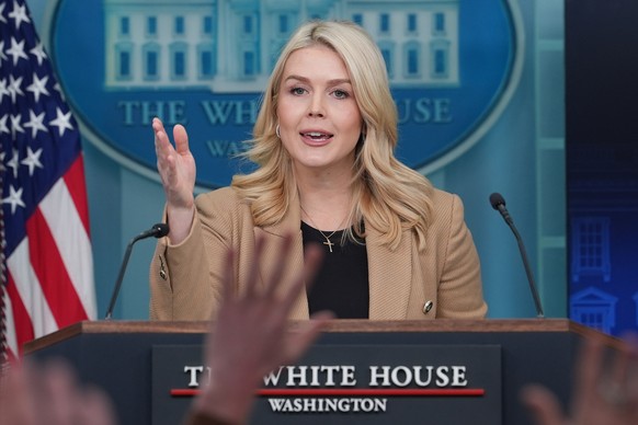 White House press secretary Karoline Leavitt speaks with reporters in the James Brady Press Briefing Room at the White House, Thursday, Jan. 15, 2026, in Washington. (AP Photo/Evan Vucci)
Trump
