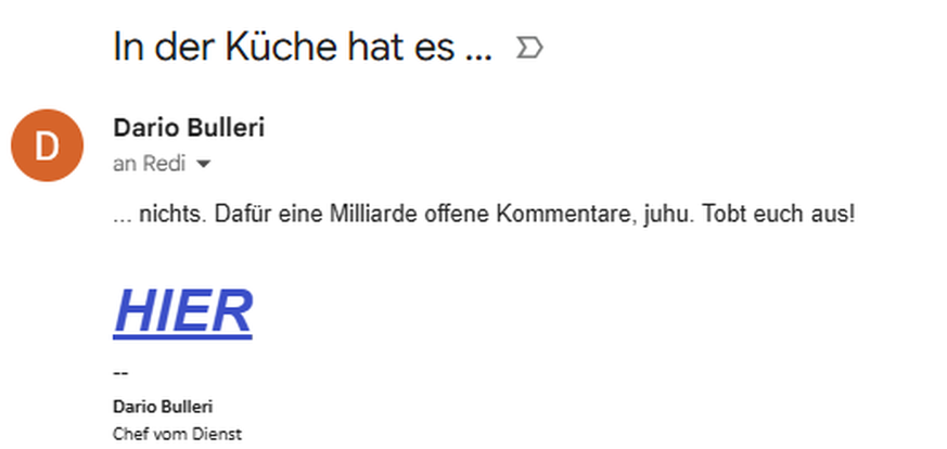 Darios Kommentar Mails zur fröhlichen Freischaltung