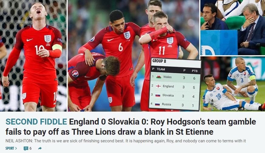 Nach dem 0:0 gegen die Slowakei ist in England bereits wieder die Hölle lös.
