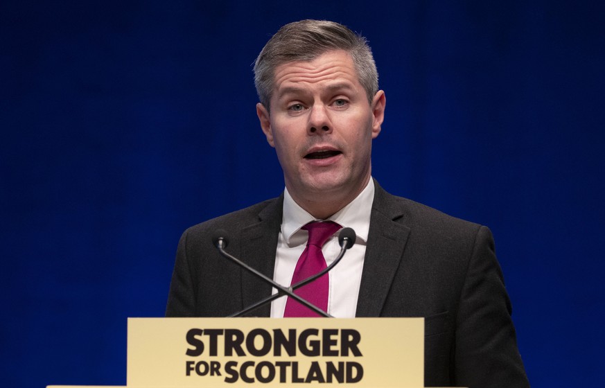 FILE - In this file photo dated File photo dated 1Oct. 4, 2019, Scotland&#039;s Finance Secretary Derek Mackay. It is announced that Mackay has resigned with immediate effect, Thursday Feb. 6, 2020, a ...