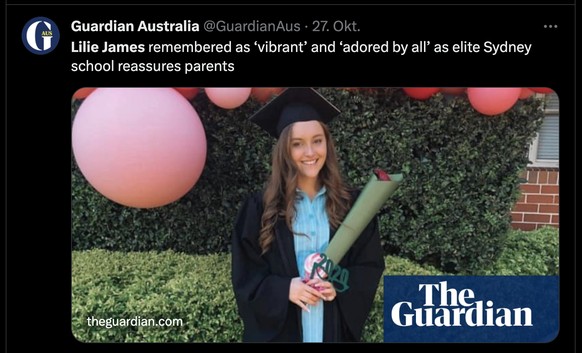 X-Posting von Guardian Australia zum Femizid an Lilie James.