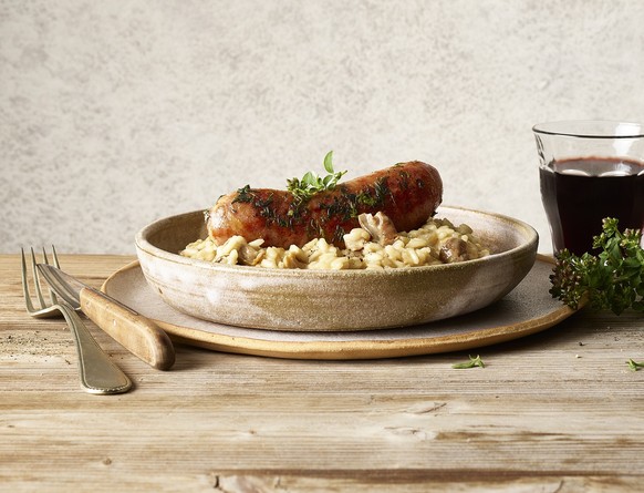 Luganighe mit Steinpilz-Risotto