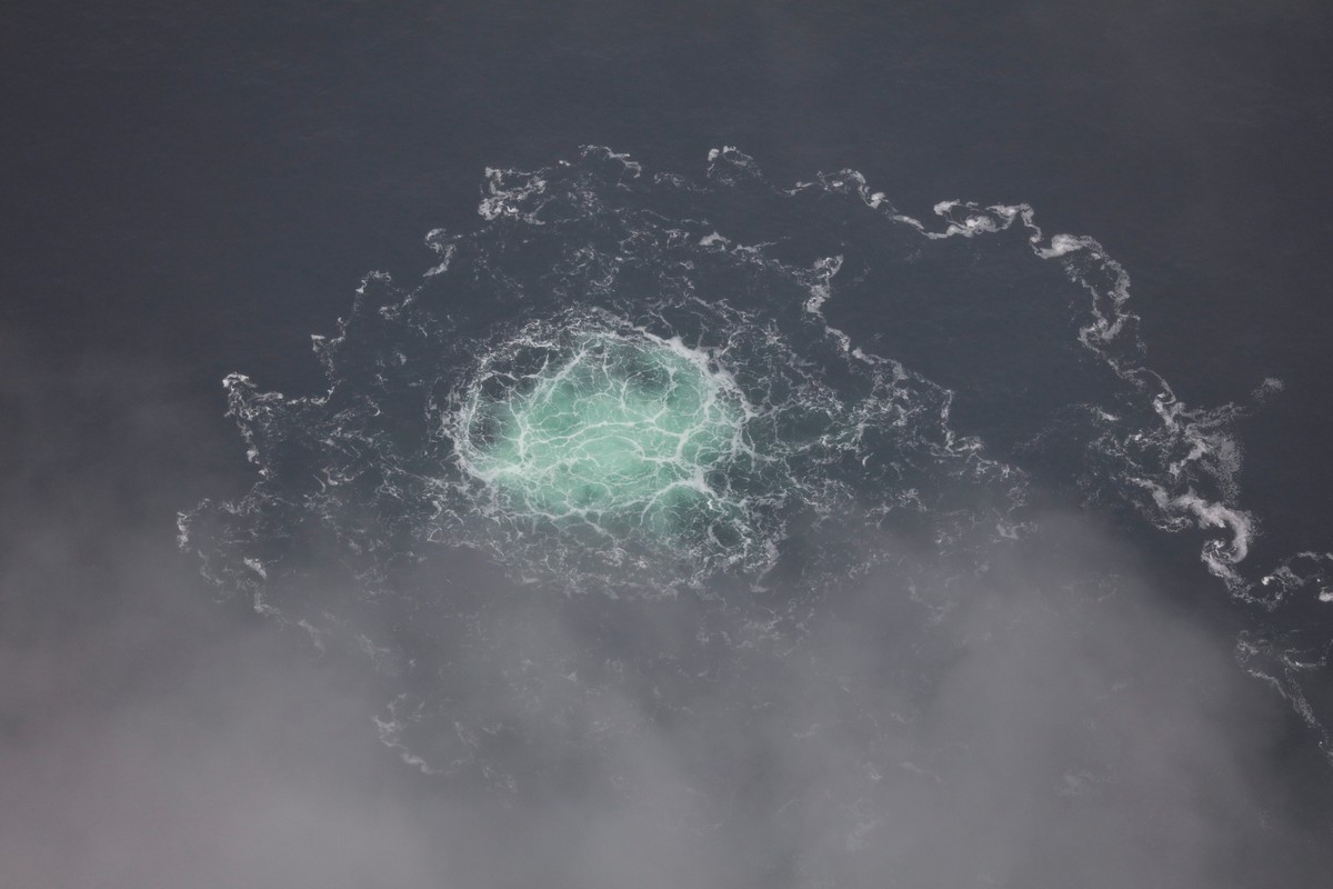 FILE - In this picture provided by Swedish Coast Guard, a leak from Nord Stream 2 is seen, on Sept. 28, 2022. (Swedish Coast Guard via AP, File)
Germany-Poland-Pipeline-Attack