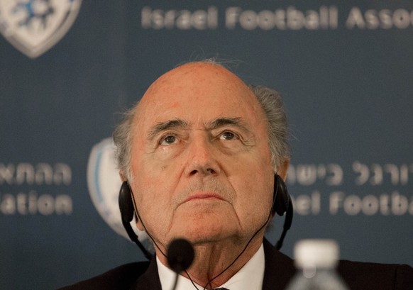 FIFA President Sepp Blatter attends a press conference in Jerusalem, Tuesday, May 19, 2015. Blatter said Tuesday he is on a âmission of peaceâ to resolve tensions between the Israeli and Palestini ...