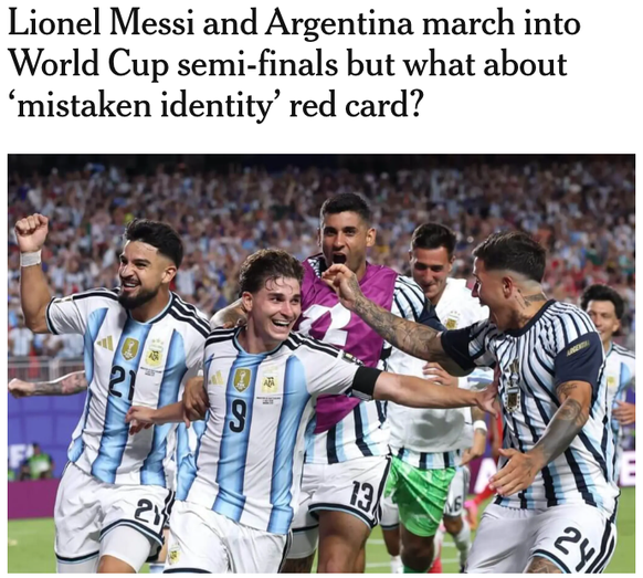 «Lionel Messi und Argentinien ziehen ins WM-Halbfinale ein, aber was ist mit der Roten Karte wegen Verwechslung?»