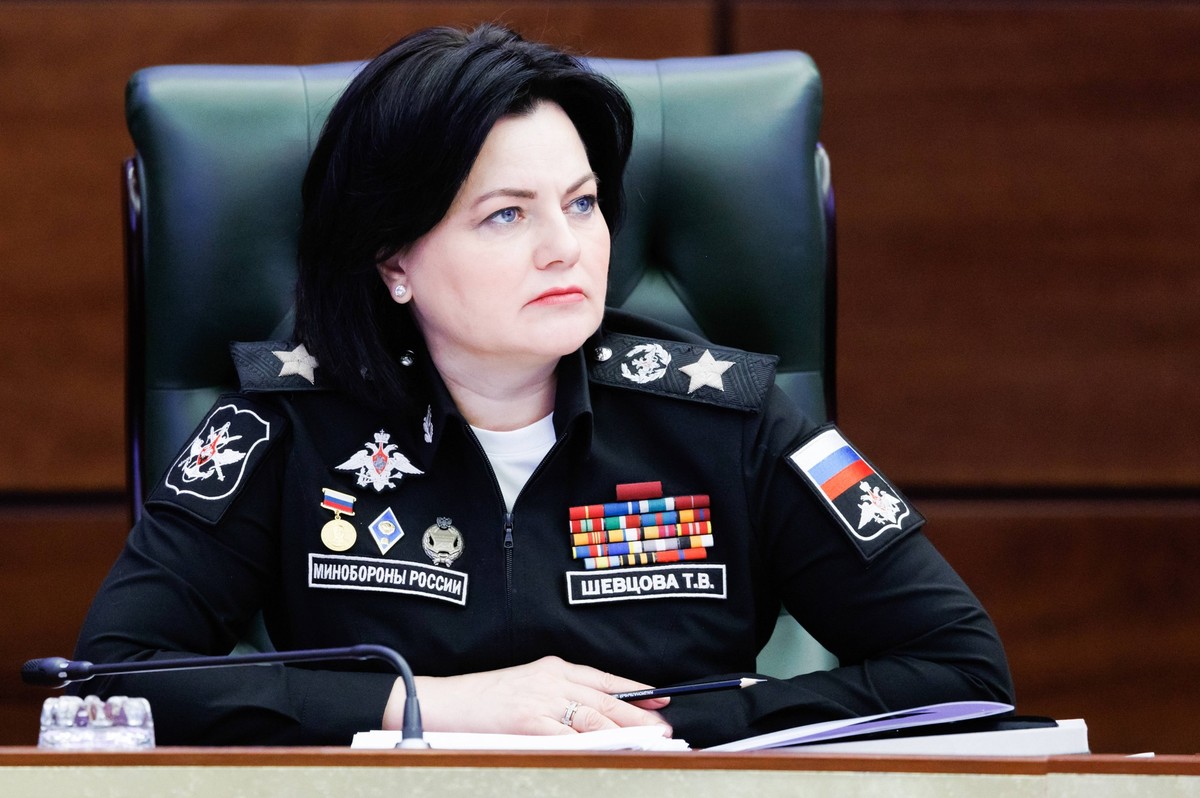 Russia: Russian Defence Ministry Board meeting RUSSIA, MOSCOW - APRIL 23, 2024: Russia s Deputy Defence Minister Tatyana Shevtsova attends a meeting of the Russian Defence Ministry Board at the Nation ...