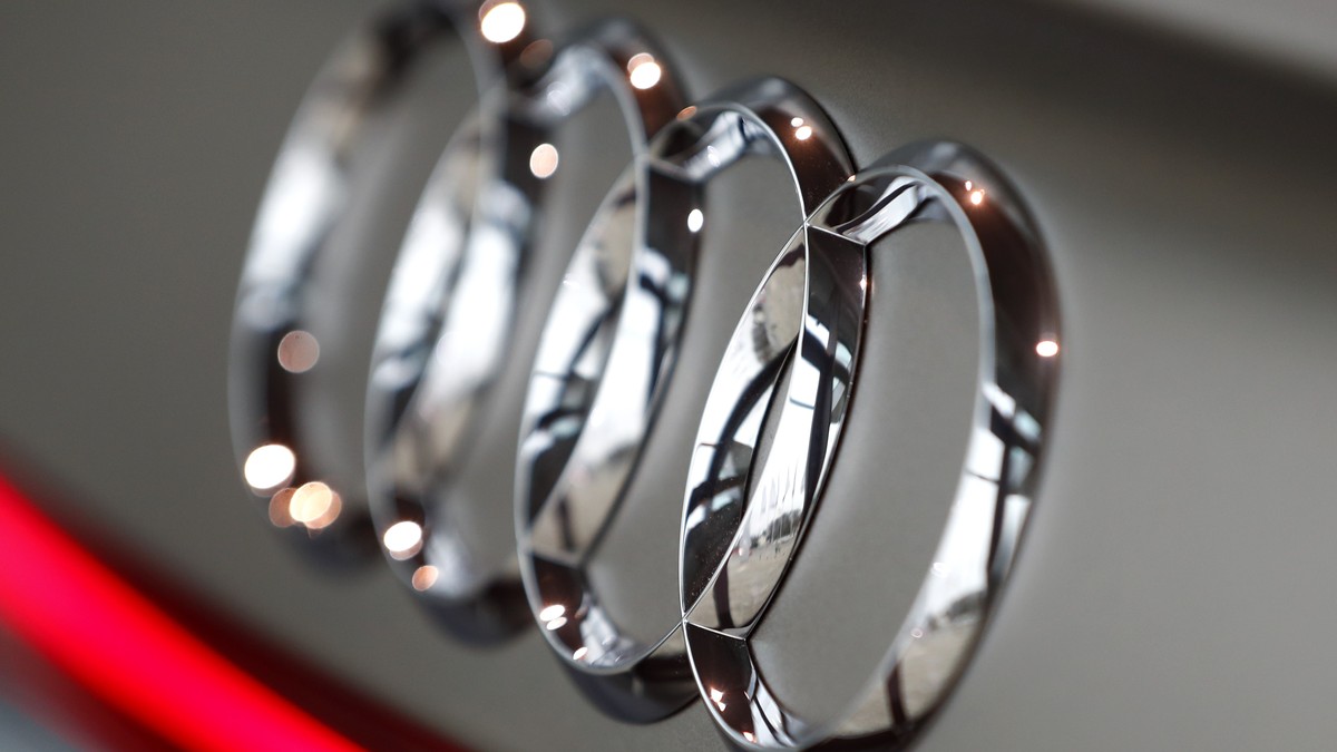 The logo of German car producer Audi are pictured on a Audi A6 50 quattro car during the annual press conference in Ingolstadt, Germany, Thursday, March 15, 2018. (AP Photo/Matthias Schrader)