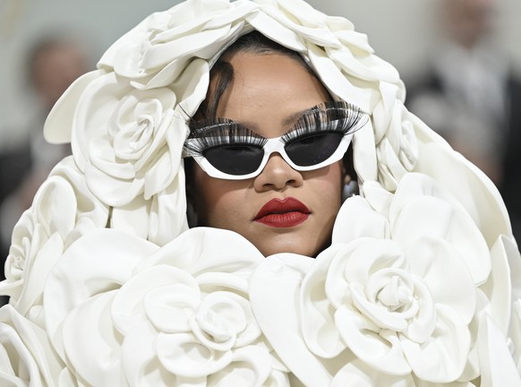 FILE - Rihanna attends The Metropolitan Museum of Art's Costume Institute benefit gala celebrating the opening of the "Karl Lagerfeld: A Line of Beauty" exhibition on May 1, 2023, in Ne ...