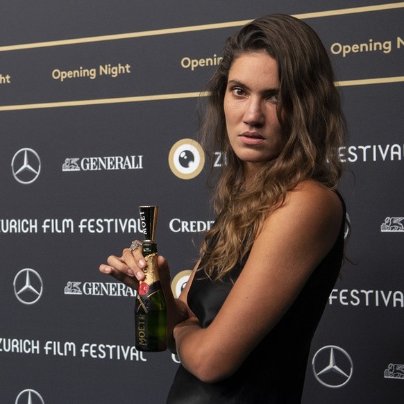 Tamy Glauser poses on the Green Carpet for the Opening Night of the 17th Zurich Film Festival (ZFF) in Zurich, Switzerland, Thursday, September 23, 2021. The festival runs from September 23 to October ...