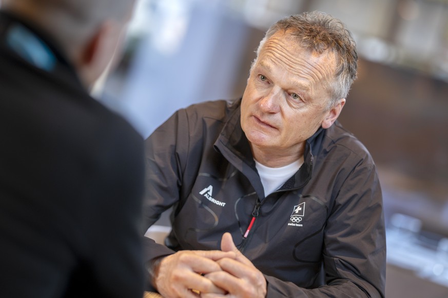 Hans Flatscher, Director of Alpine Skiing for the Swiss-Ski Federation poses for a portrait during an inteview with the news agency Keystone-SDA at the Swiss team hotel at the 2026 Olympic Winter Game ...