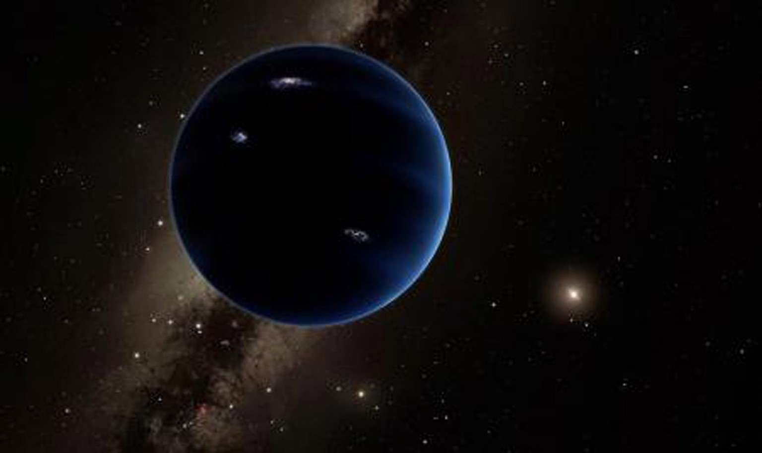 epa05115201 A handout photograph made available by Caltech CATECH on 21 January 2016 showing an artistic rendering of a distant view from Planet Nine back towards the sun. The planet is thought to be  ...