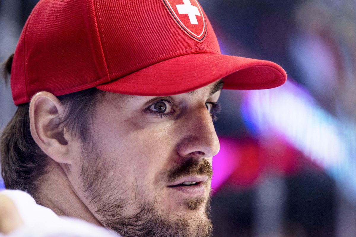 Switzerland's Reto Berra during the quarter final game between Canada and Switzerland, at the IIHF 2019 World Ice Hockey Championships, at the Steel Arena in Kosice, Slovakia, on Thursday, May 23 ...