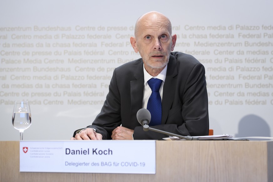 Daniel Koch, Delegierter des BAG fuer COVID-19, spricht waehrend einer Medienkonferenz zur Situation des Coronavirus (COVID-19), am Freitag, 24. April 2020 in Bern. (KEYSTONE/Anthony Anex)